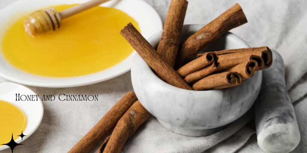 Image of honey and cinnamon, a natural combination often used as a face mask to treat acne